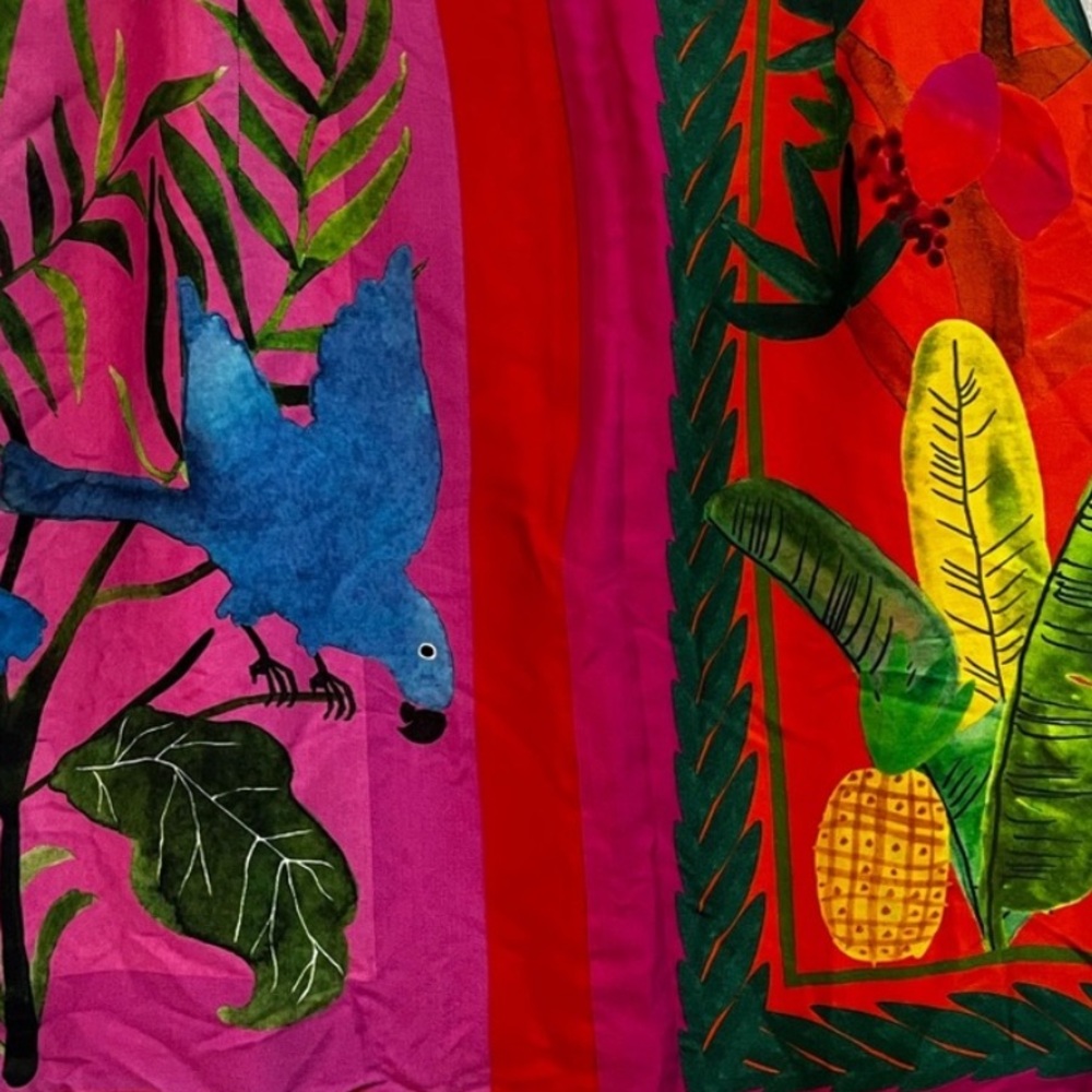 FARM Rio Red Tropical Asymmetrical Wrap Skirt(Botanical Print) - Picture 3 of 7